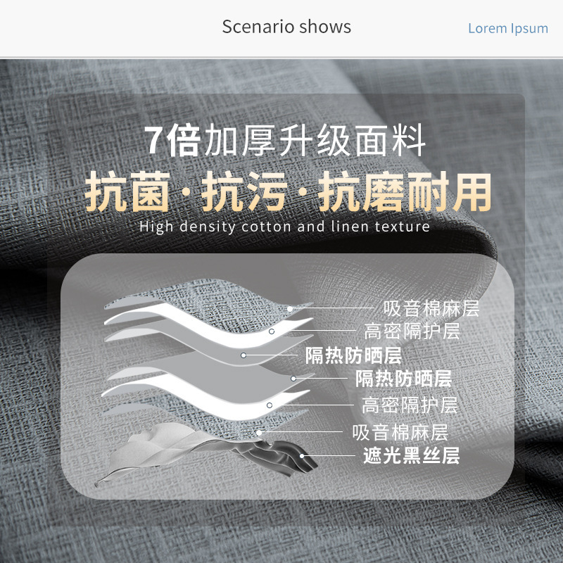 Parasol completo, aislamiento térmico, protección solar, ingeniería, hotel escolar, dormitorio moderno simple, sala de estar, tela para el sol, cortinas terminadas al por mayor