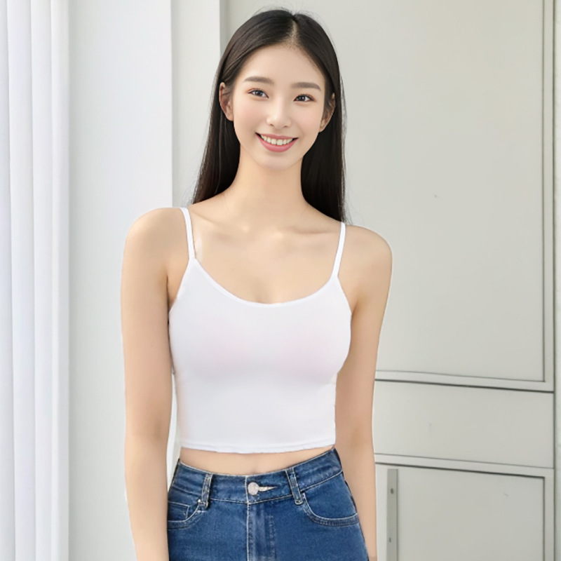 Short anti-exposure camisole black and white solid color round neck camisole tube top slim camisole sweater wholesale hot sale