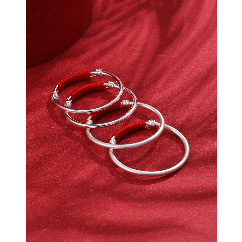 Pulsera de plata del bebé 999 plata esterlina brillante plata pura pulsera de plata para niños macho y hembra bebé Luna Llena joyería de plata año de edad regalo