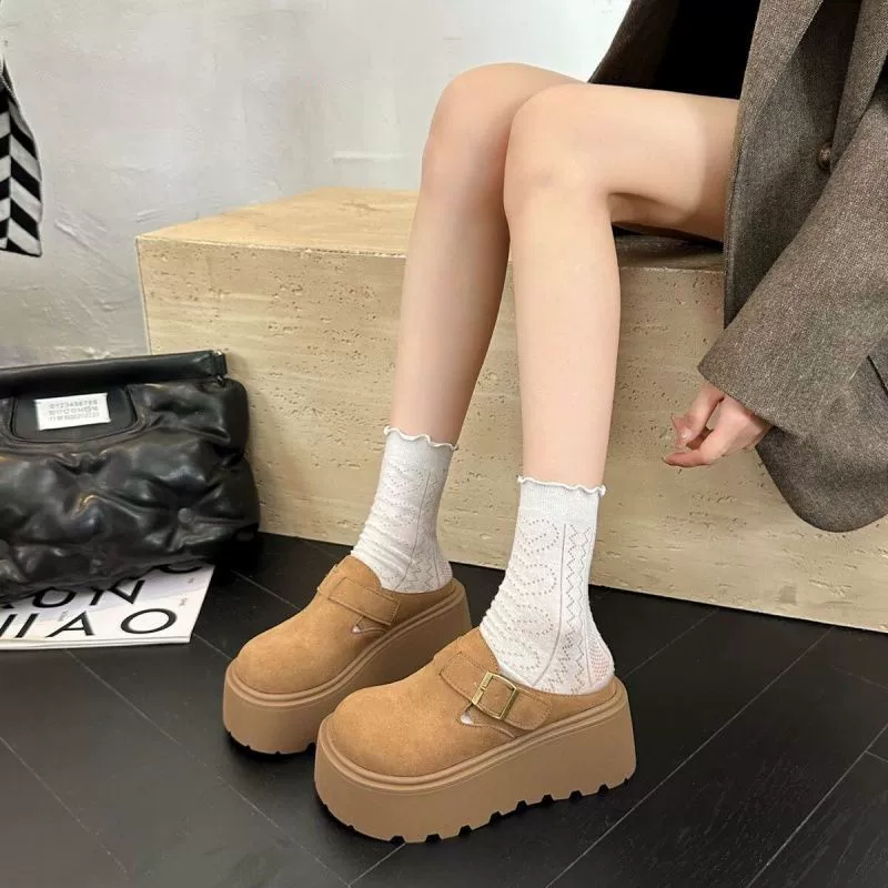 Один педаль толстого дна хлопчатобумажный перетаскиватель 2024 осень и зима новая половина тапочек