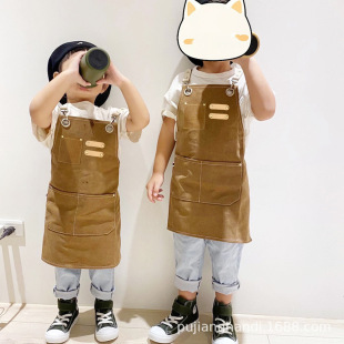 Cross-border children's thickened canvas apron parent-child apron printing name suitable for children hand-made painting kindergarten