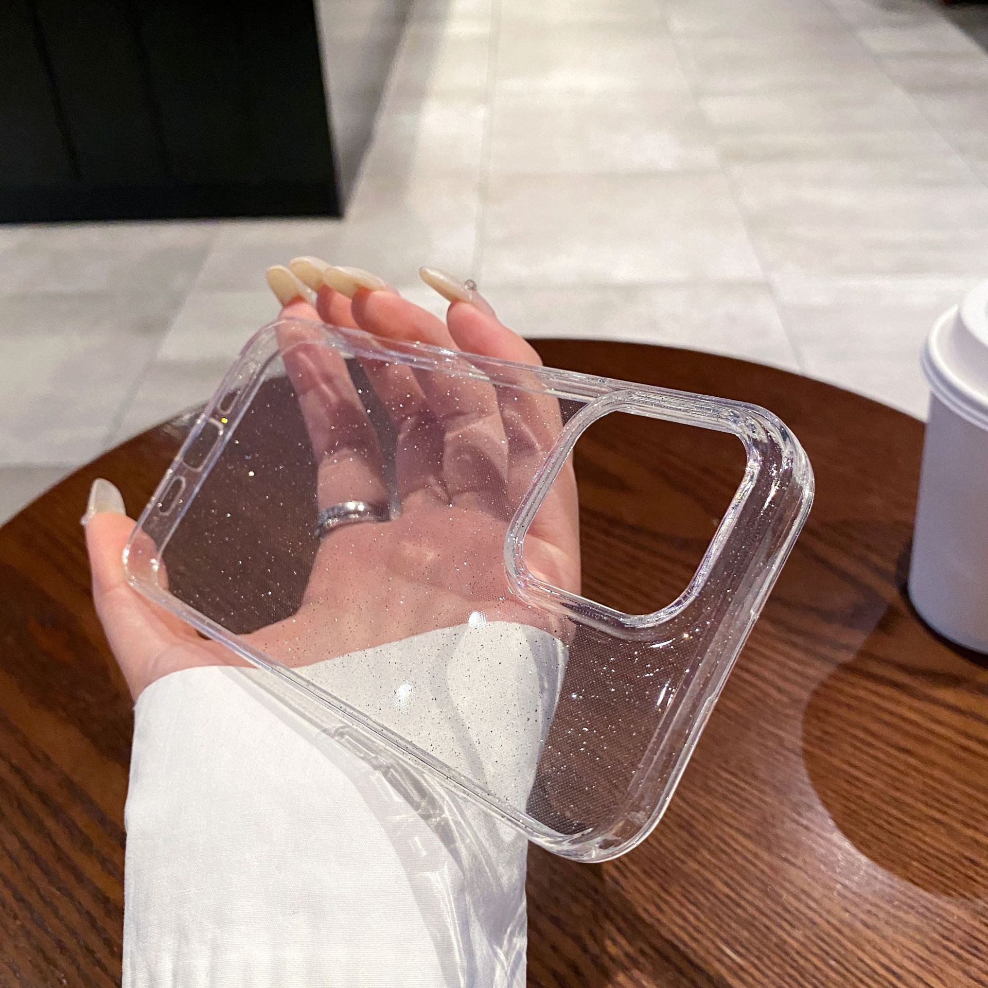 透明细闪简约适用苹果17promax手机壳适用iphone15软壳闪粉保护套