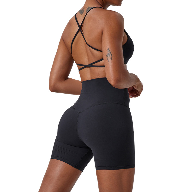 Conjunto de Yoga, Shorts de Cintura Alta con Efecto Levanta Glúteos, Sensación Desnuda, Ropa Interior Deportiva sin Espalda, Pantalones Deportivos de Alta Elasticidad y Transpirables image 6