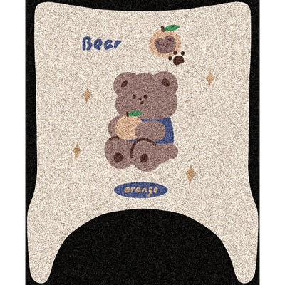 Cute Cartoon Foot Mats, Waterproof: Electric vehicle foot mat - orange-bear