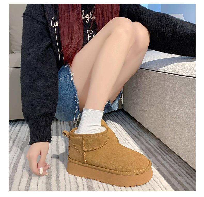 2023 new autumn and winter women's casual thick-soled snow boots plus velvet, thickening and heightening one-leg snow cotton shoes and cotton boots_voghion.com