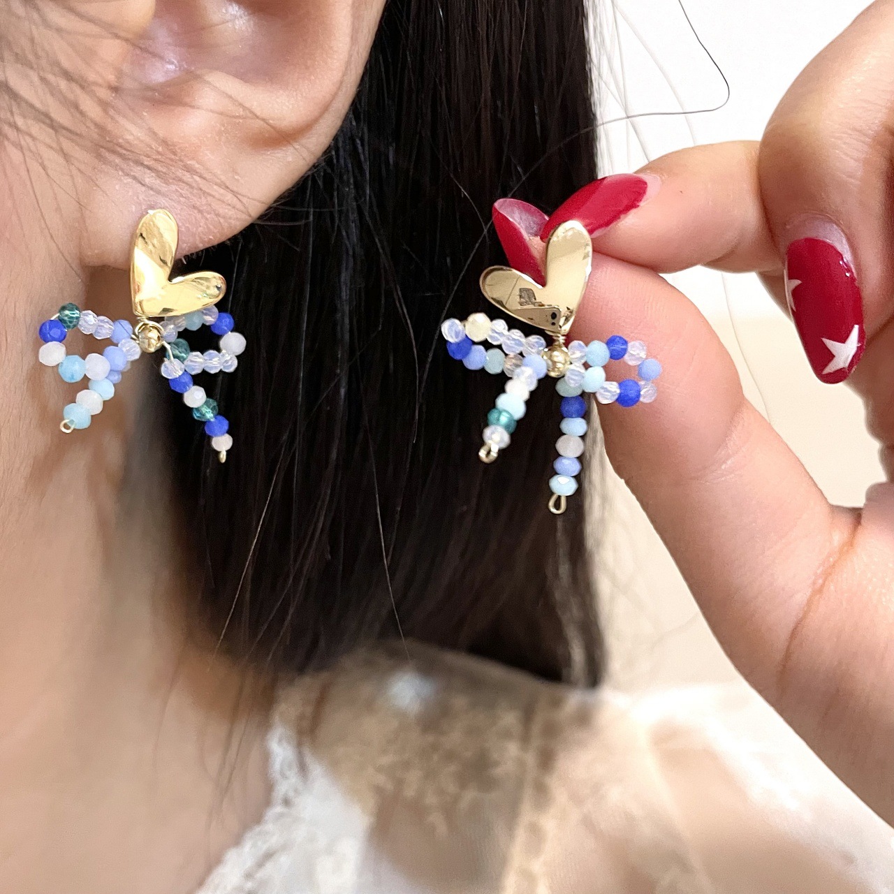 Fresh cute fashionable trend brand earrings with bow