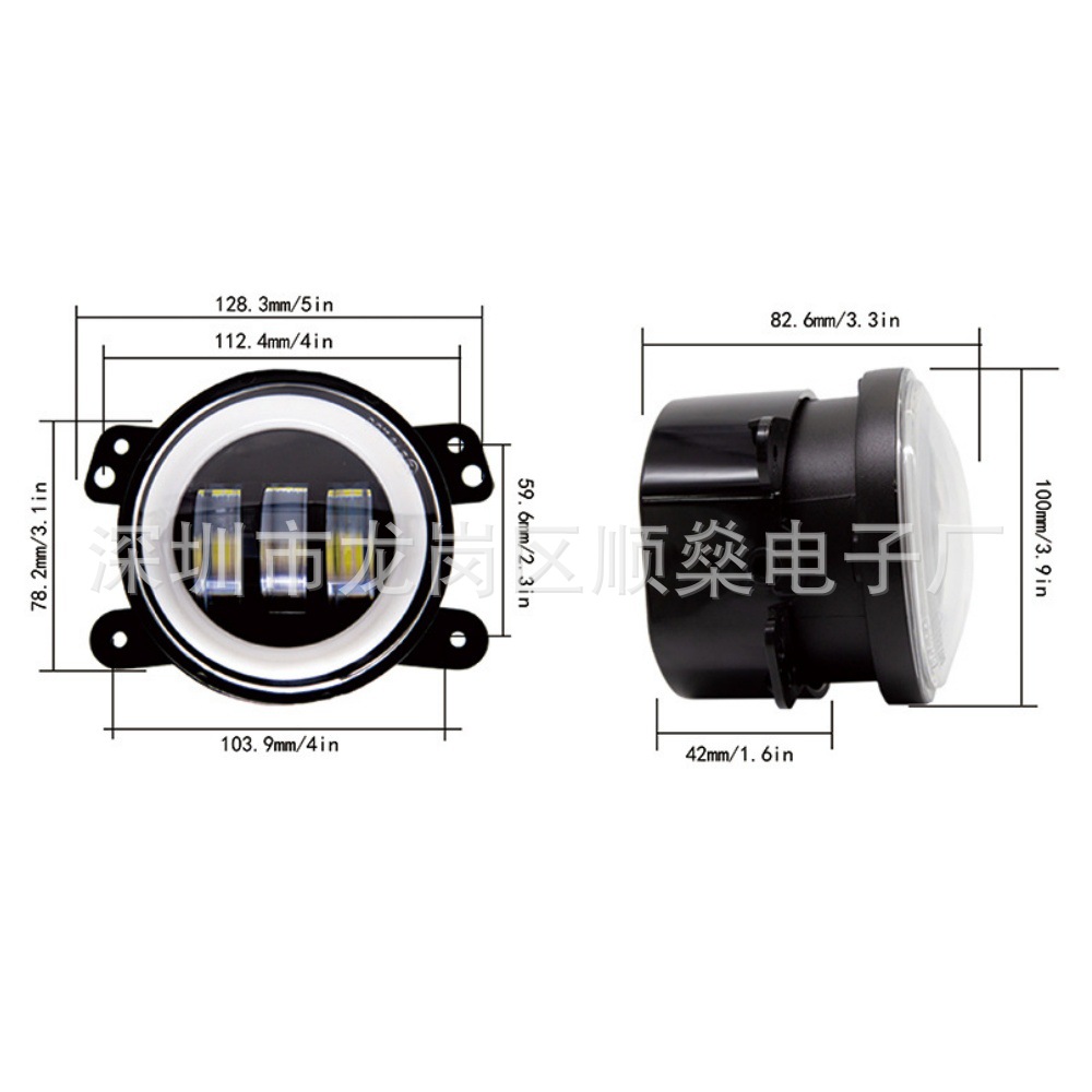 Cross-Border Car Led 4inch Two-Color Angel Eye Fog Lamp Wrangler High-Brightness Off-Road Vehicle Front Bumper Modified Car Light