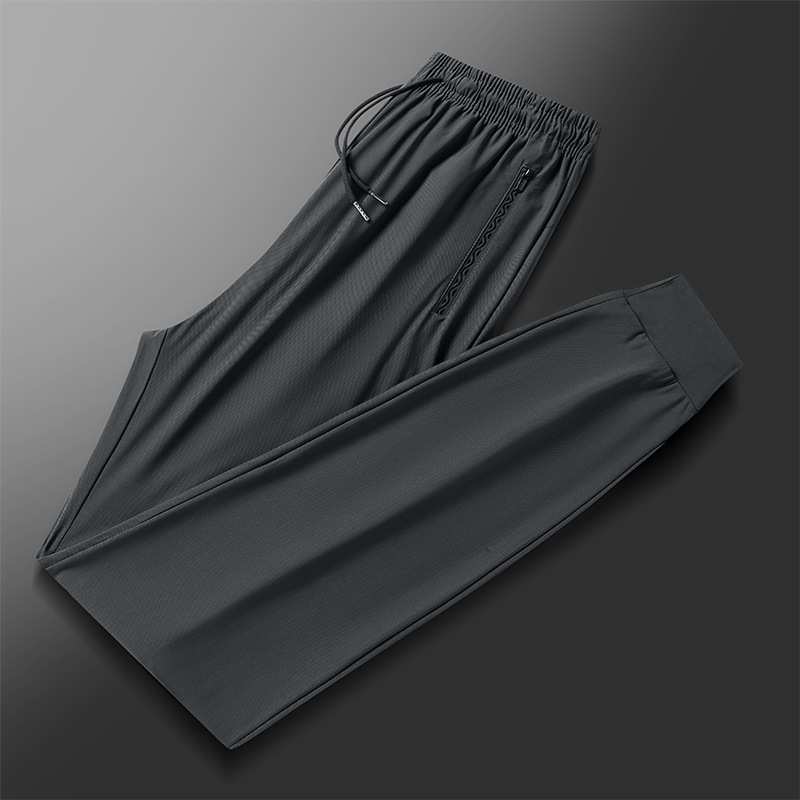 Pantalones de verano de hielo para hombres pantalones casuales de aire acondicionado pantalones delgados transpirables pantalones deportivos elásticos pantalones grandes transfronterizos rápidos