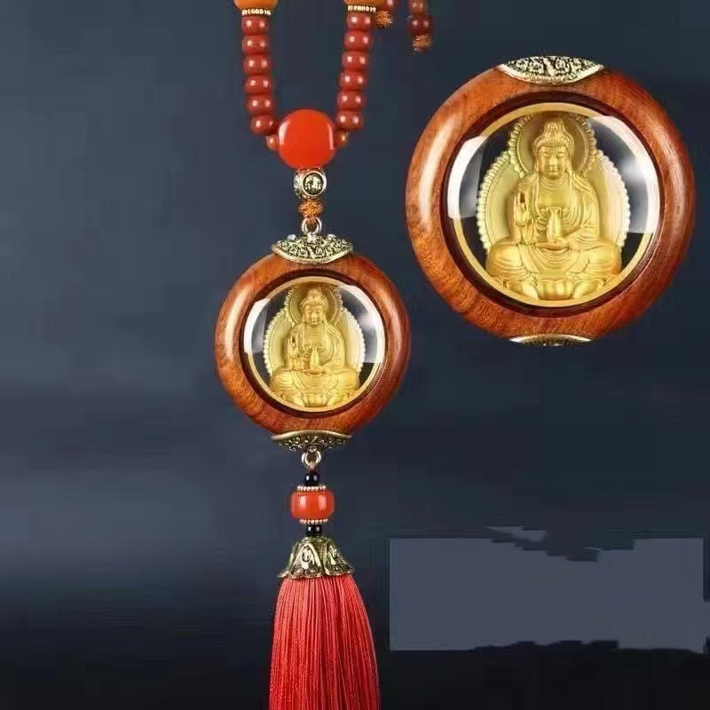 Car Pendant Double-Sided Avalokiteshvara Maitreya Buddha Car Interior Hanging Decoration Car Rearview Mirror Pendant