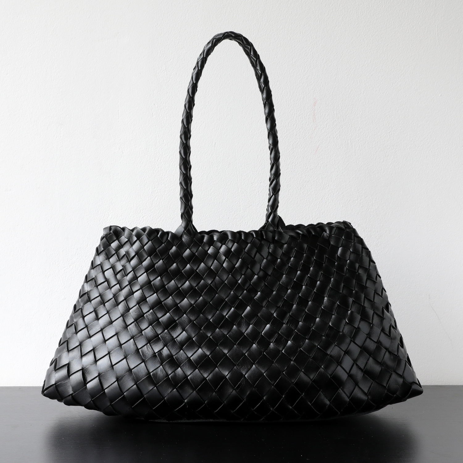 Niche Luxury Full Grain Cowhide Hand-Woven Basket Bag Retro Artistic Versatile Handbag Underarm Bag - Thumbnail 7