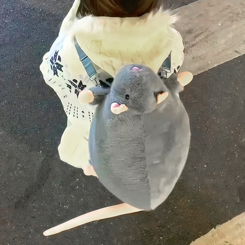 Cute Realistic Mouse Backpack Plush Doll School Bag Ugly Creative Gift Cute Realistic Mouse Backpack Plush Doll School Bag Ugly Creative Gift