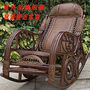 pq真藤摇躺椅中老年人睡椅午睡可折叠客厅室内阳台懒人家用逍遥休-阿里巴巴