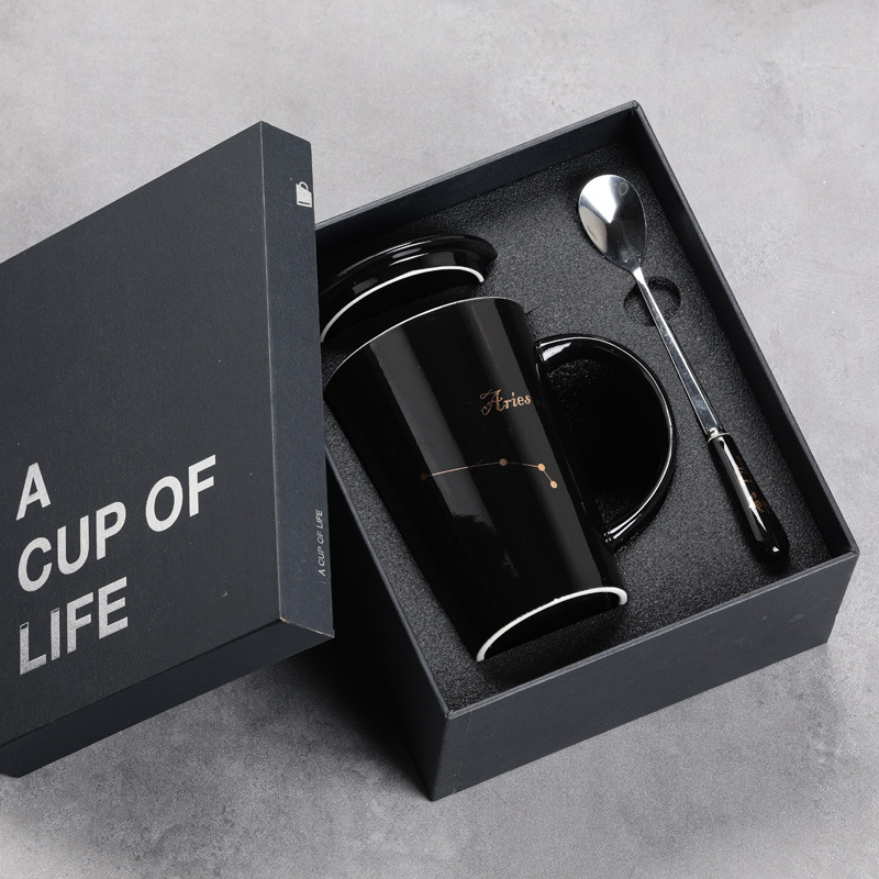 12 12 tazas de cerámica constelación tazas de agua tazas de tazas marcadas tazas de café con cubierta impresa LOGO