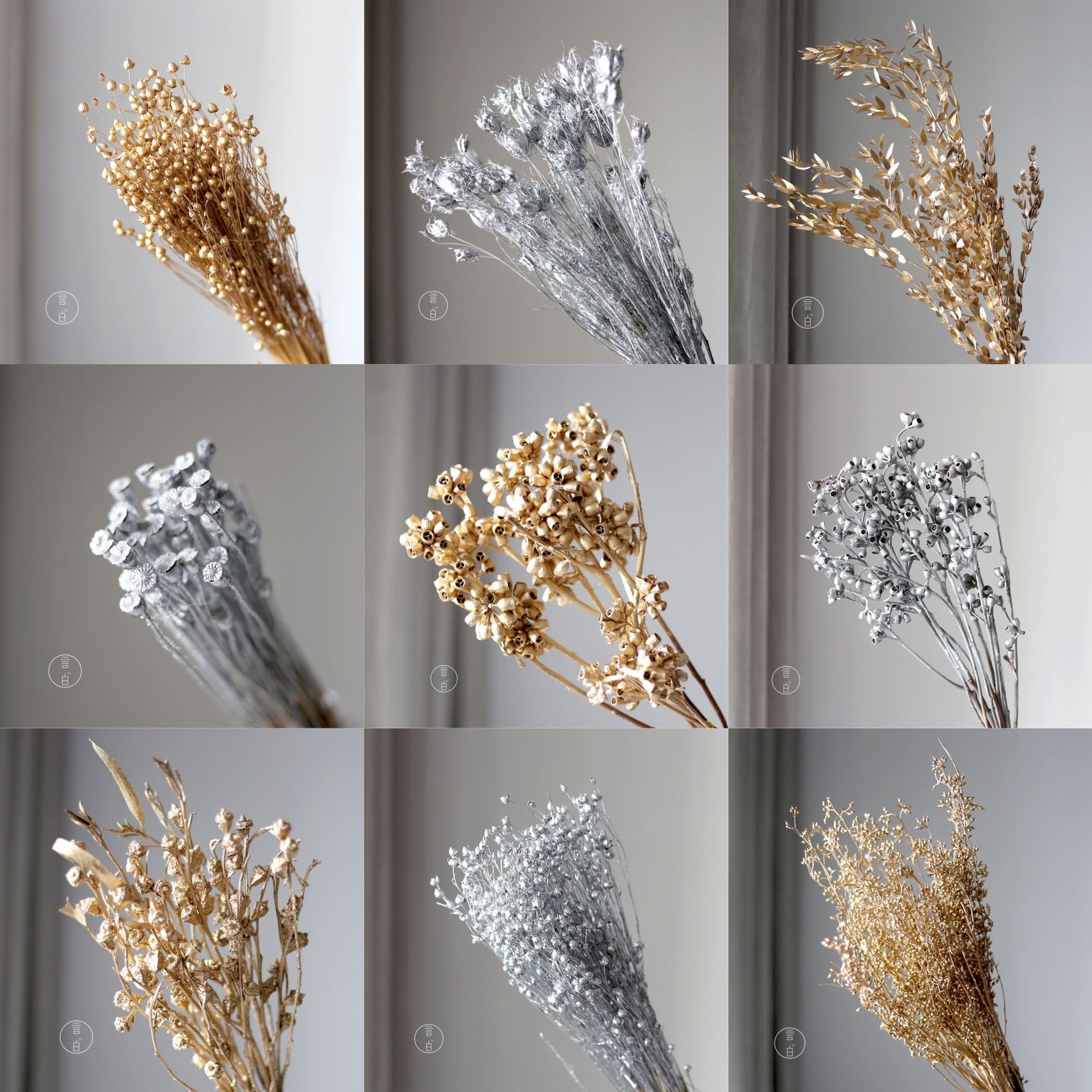 Gold and silver dried flowers eucalyptus fruit millet fruit zombie fruit air fruit acacia bean poppy beauty Lantern Festival flowers