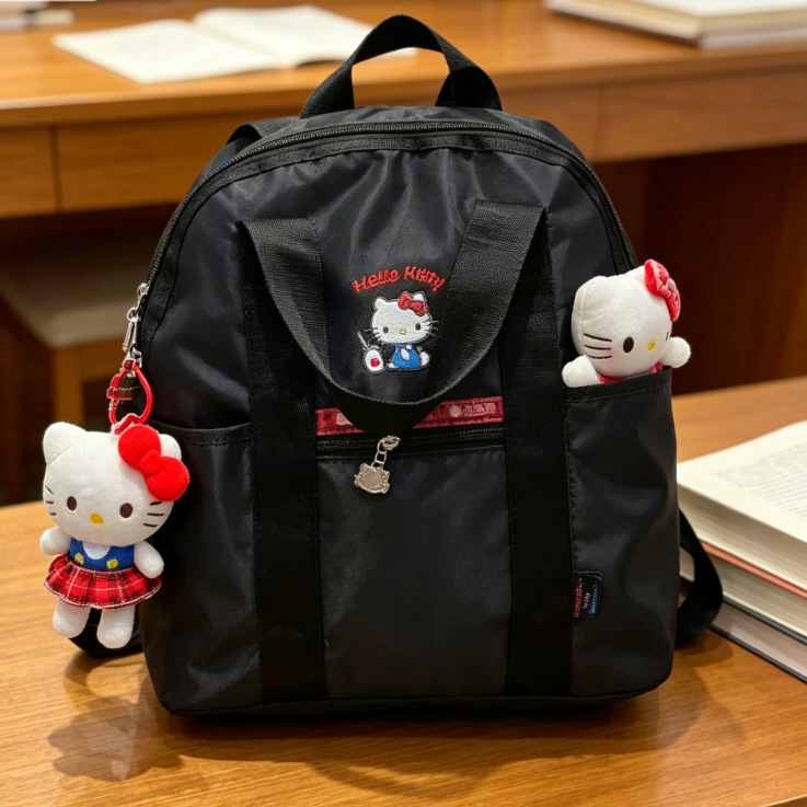 Hellokitty Handbag, Backpack, New Dual-Purpose School Bag, Travel Bag, Backpack, Korean Version, Large Capacity for College Students