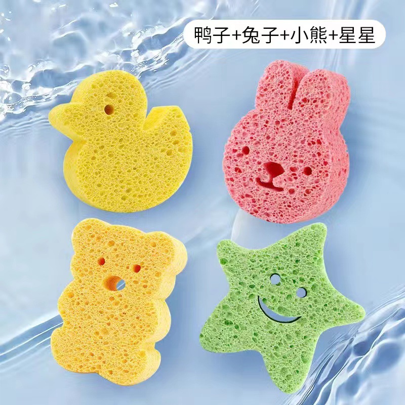 Baby bathing wood pulp sponge, infant scrubbing sponge, bath wipe, bath cotton, newborn children bathing mud sponge