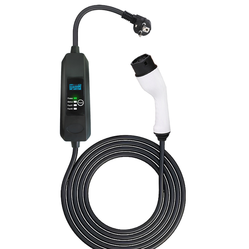 欧标便携式家用充电桩单相16A随车充可调节电流