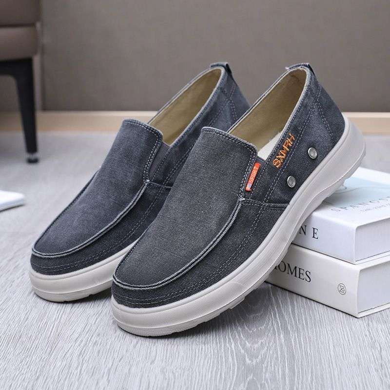 Men's Canvas Shoes, Men's Spring & Fall Men's Breathable Soft-Soled Casual Shoes, Low-Top Shoes, One-Foot Overshoes, Driving Shoes, Dad Shoes