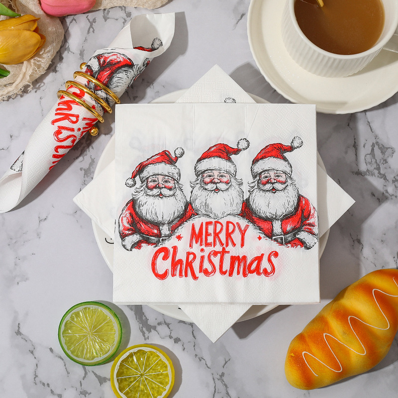 Christmas Party Square Napkins Hotel Holiday Thickeneded Food Grade Paper Towels Household Disposable Napkins Christmas Party Square Napkins Hotel Holiday Thickeneded Food Grade Paper Towels Household Disposable Napkins