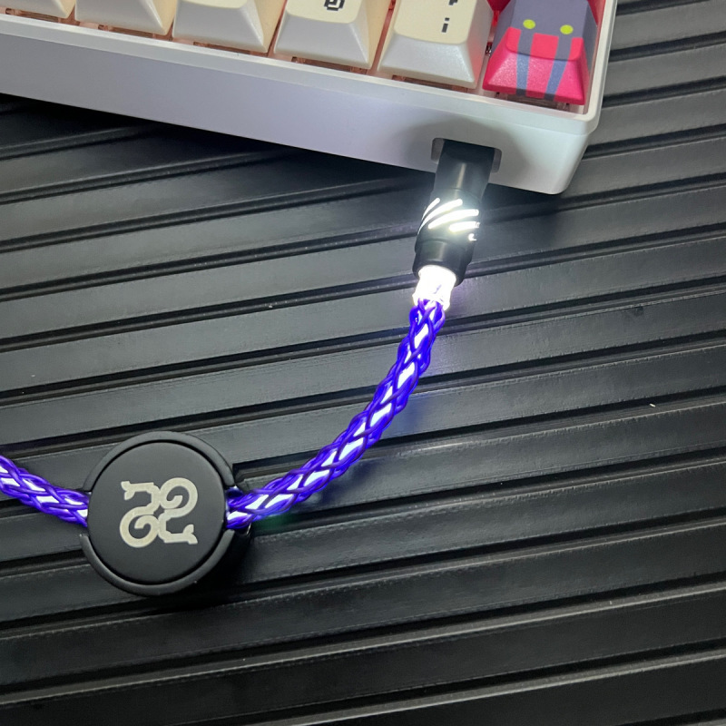 単結晶銅USB-C【白色光】8k電気競争磁気軸機械キーボード線プラグ発光|undefined