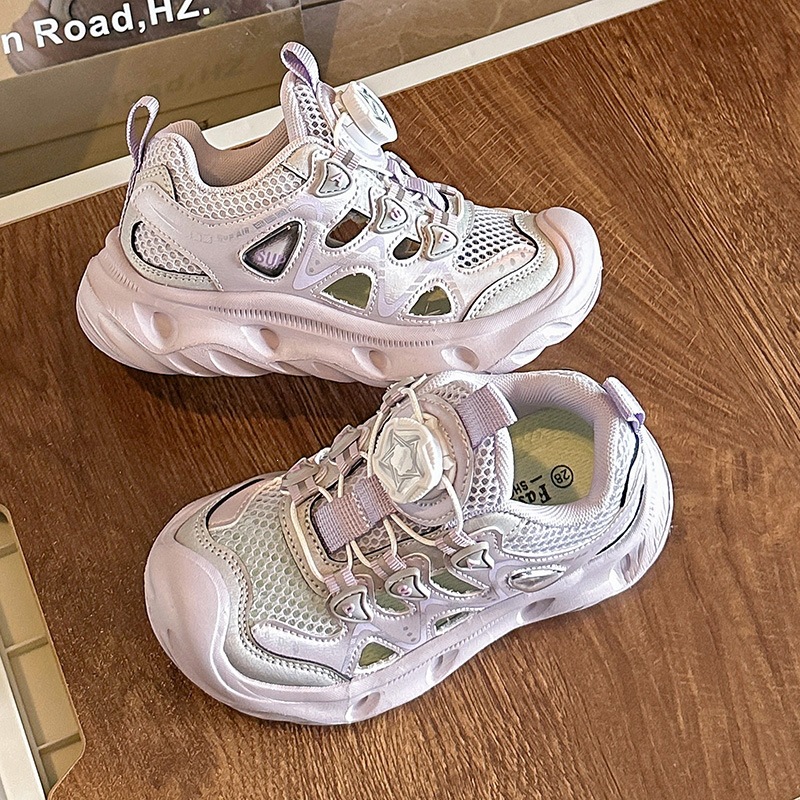 Girls' Boys' Sneakers Mesh Closed Toe Rotating Buckle Summer New Style Casual Frame Shoes Children's Trendy_voghion.com