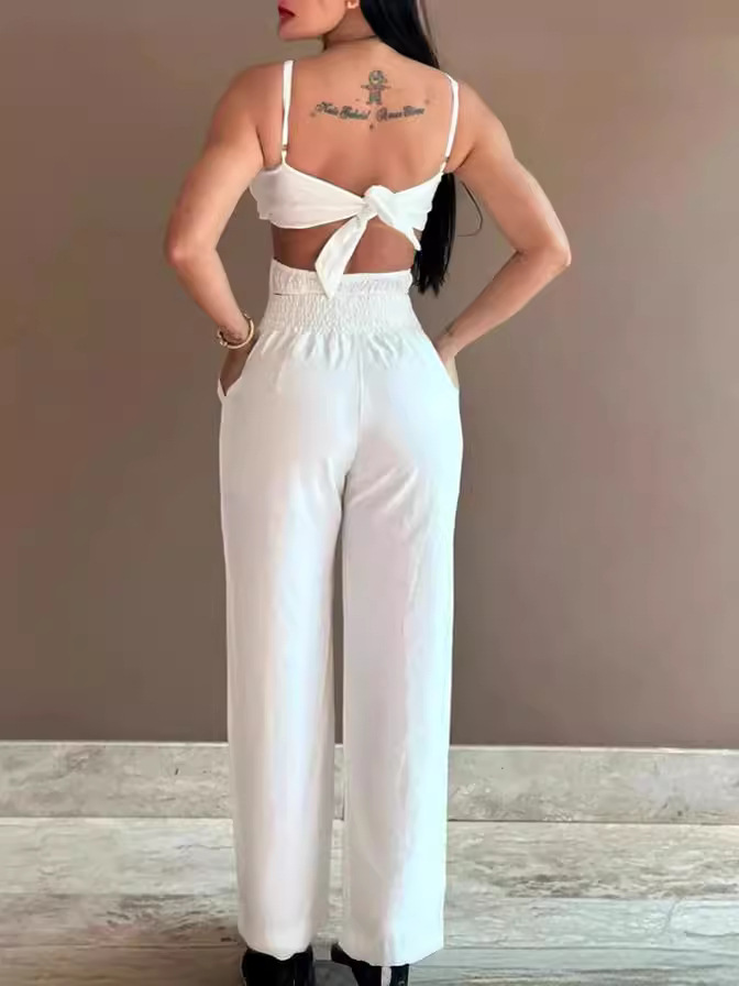 2024 Amazon Cross-border Export Fashion Casual Backless Jumpsuit Women's Pants
