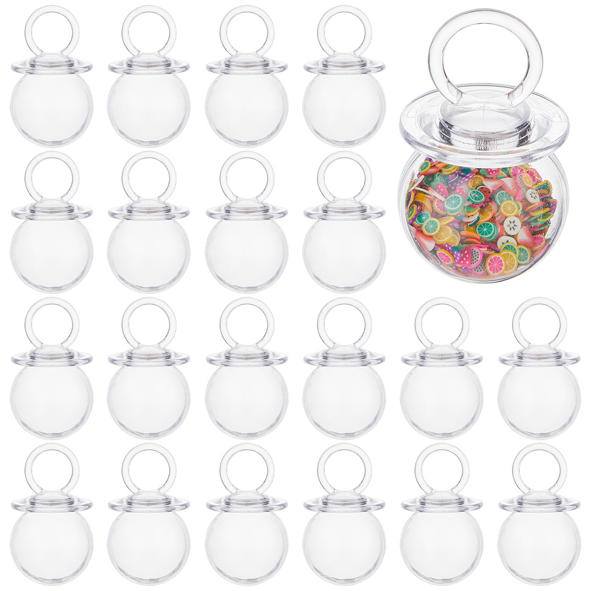 En stock al por mayor de calidad alimentaria PS pezón caja de dulces de plástico transparente bebé un mes de edad regalo creativo caja de dulces