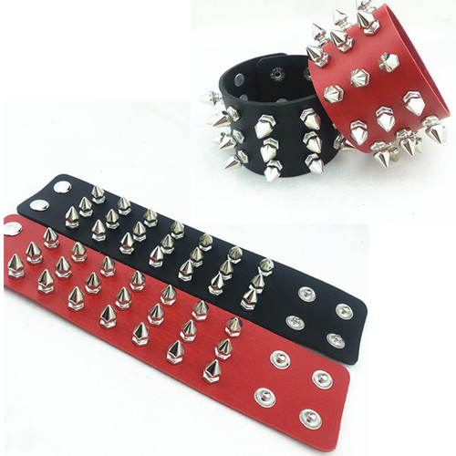 European and American fashion hip-hop sharp rivets 3 rows of domineering trendy punk couple bracelets accessories bracelets