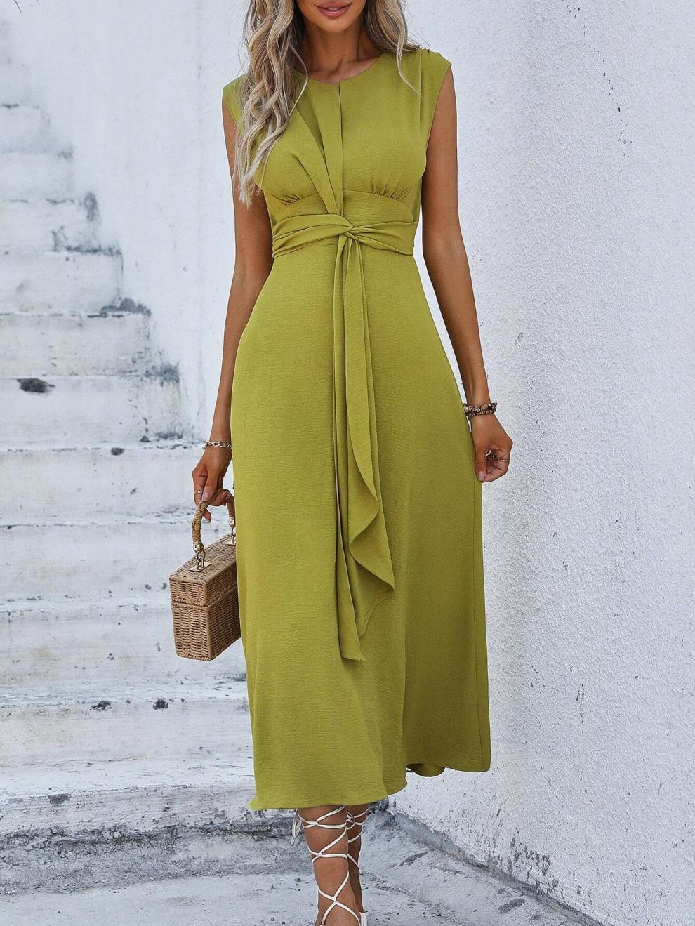327g Weight Midi Dress Dress Length Type Sleeveless Sleeve Length Sheath Dress Dresses Type Sleeveless Sleeve Type Polyester Fabric Type Elastic Waist Waist Line Holiday Occasion Round Neck Neckline Regular Fit Fit Type Solid Color Pattern Summer Season Women's Gender Streetwear Style Wholesale Women's Streetwear Solid Color Holiday Round Neck Sleeveless Sheath Dress 18