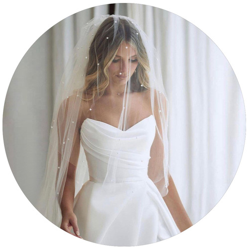 Ulapan New European and American Wedding Bridal Pearl Veil Handmade Women's Soft Veil Travel Photography Wedding Photo Veil V114