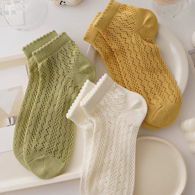 Japanese Hollow-out Mesh Socks Women's Lace Short Socks Cotton Lolita Girls Cute Low Waist Socks Summer Internet Popular Thin Socks