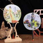 新款夏季团扇古典中国风古扇绢布舞蹈扇子女汉服宫廷宫扇批发