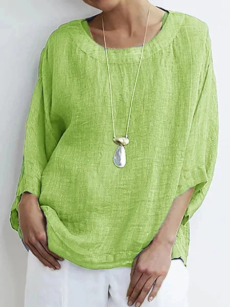 Casual Round Neck Cotton Top Women's Comfortable Loose Lining O1CN01EGMzsh1WkoVABDTIn !!2002732827 0 Cib