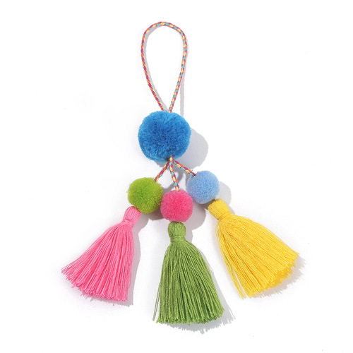 Cross-border fur ball tassel bag decoration jewelry pendant pendant 20cm long cashmere diy handmade jewelry accessories
