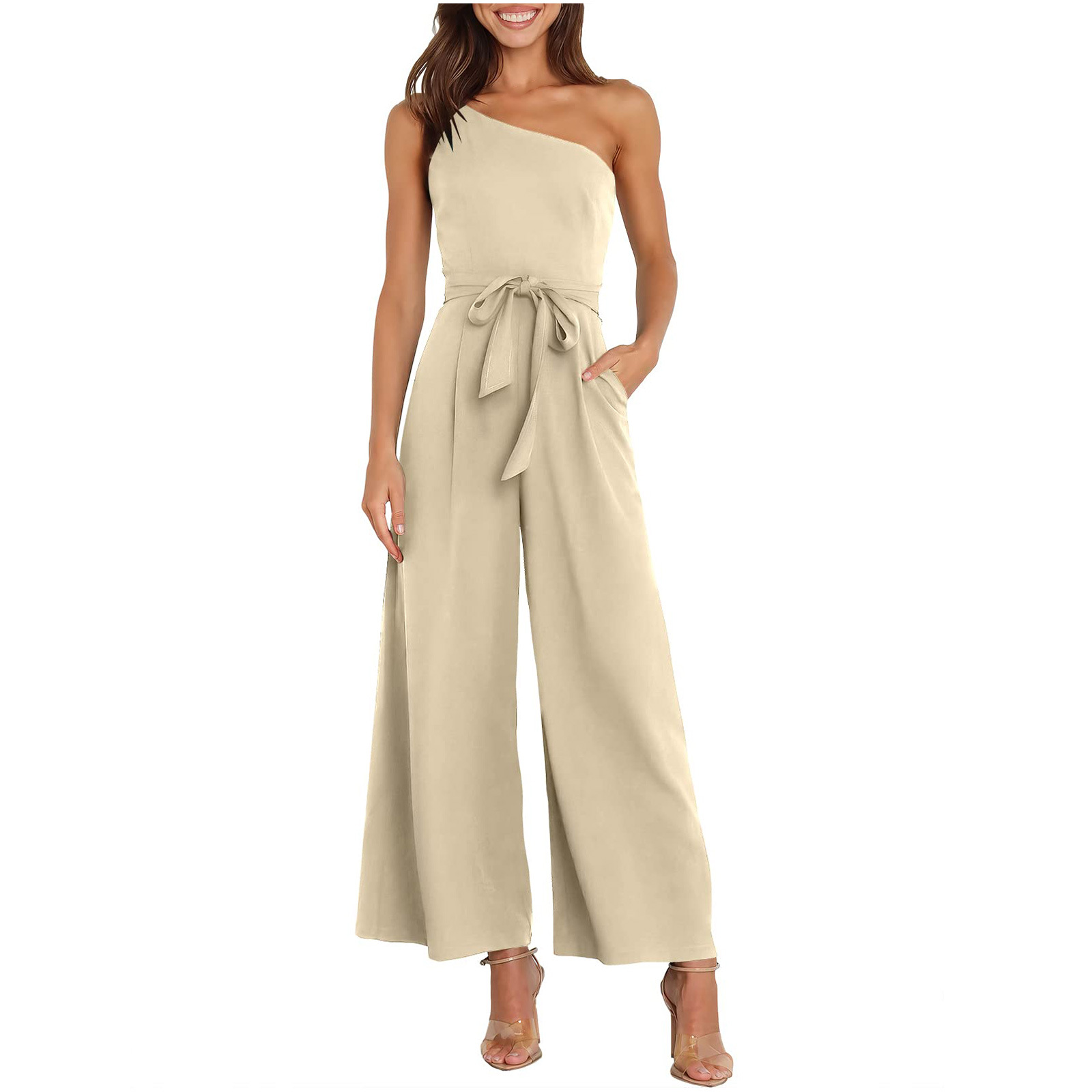 2024 Europa y América Transfronterizo Amazon Primavera y verano Temperamento Commuter Color sólido Pantalones directos Sin tirantes Mono Mujer