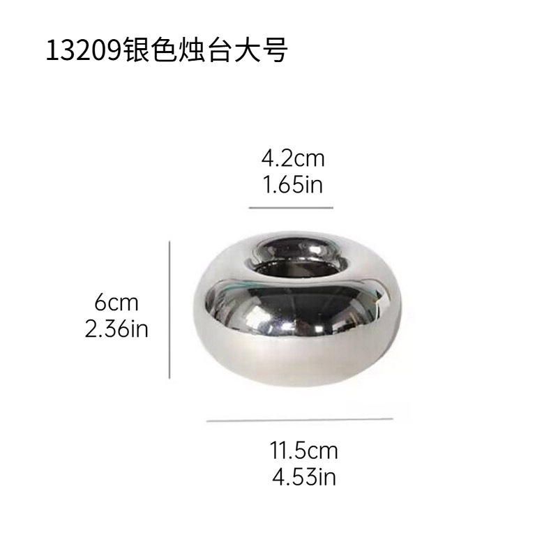 Simplicidad ins plata redondo candelabro de cerámica decoración de mesa de comedor de sala de estar decoración soporte de mesa de boda moderno