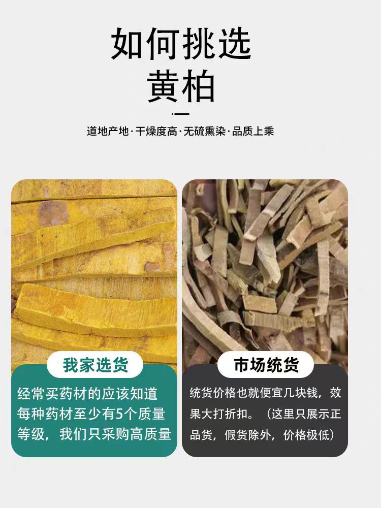 Sichuan Huang Bai (Phellodendron Bark) — Dried Herbal Decoction Pieces, 500g specifications