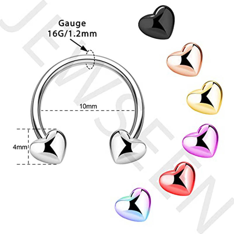 Heart-Shaped Nose Ring Spiral Earrings Stainless Steel 316L Surgical Steel Body Piercing Jewelry for Men Women detail image 7