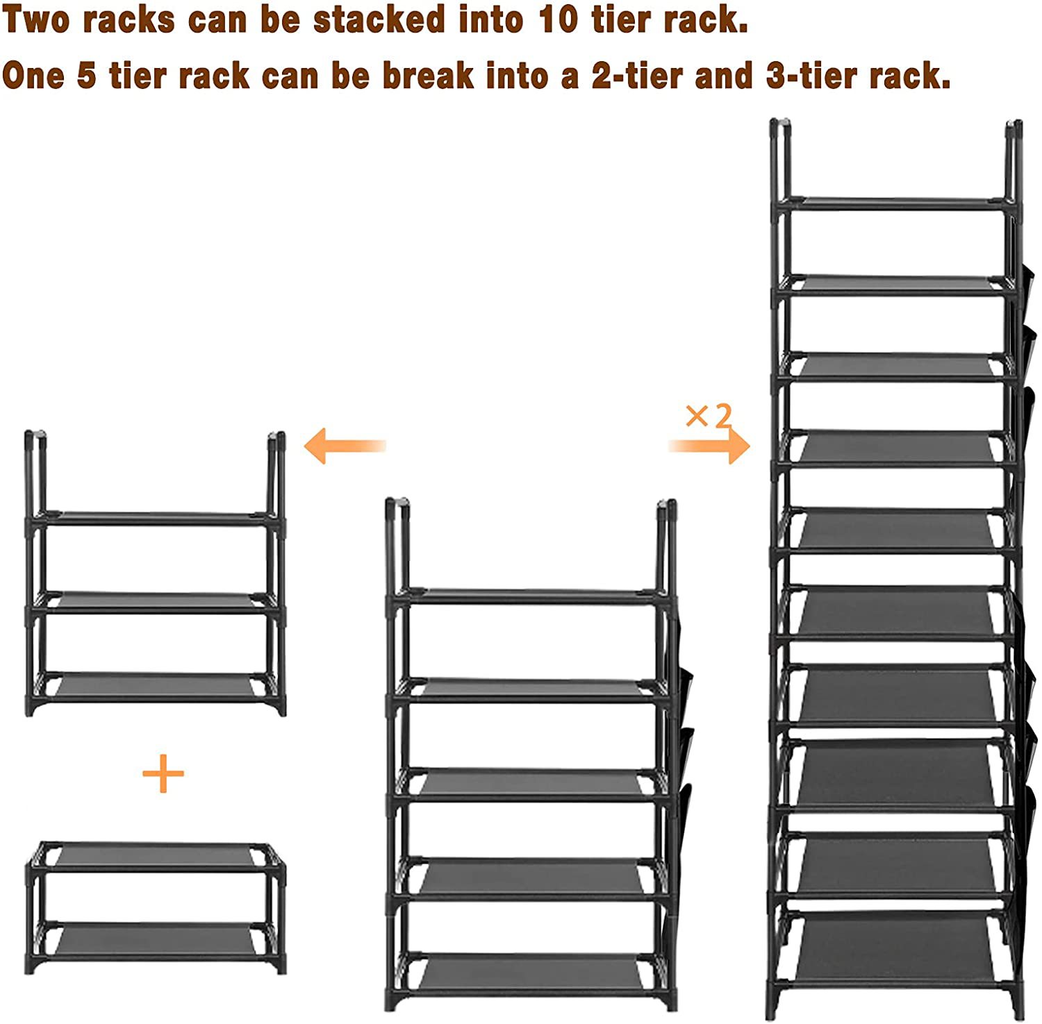 跨境专供简易安装无纺布侧挂袋五层鞋架置物自由组装厂家直销