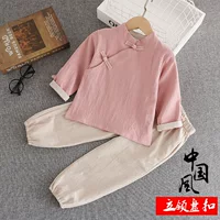 Детский наряд Hanfu для девочек, весенне-осенний костюм Hanfu для мальчиков и девочек, детский костюм Тан с длинными рукавами, древний костюм в китайском стиле, хлопок и лен с длинными рукавами Hanfu