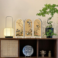 新中式卧室屏风桌面摆件客厅复古艺术玄关电视柜摆画感装饰画