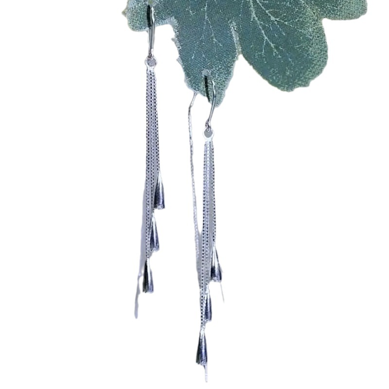 Pendientes de borla de gota larga de plata elegante para las mujeres nueva luz de moda de lujo de alta calidad pendientes simples