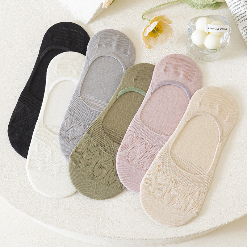 Socks for Women Spring and Summer Thin Invisible Socks Shallow Mouth Women's Boat Socks Non-Slip Breathable Non-Falling Pure Cotton Socks Wholesale