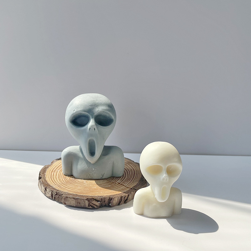 Jiahuimei Halloween fantasma cara vela molde de silicona DIY creativo aromaterapia vela yeso incienso piedra herramienta de molienda