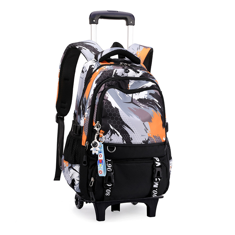 Mochila de tracción de peces naturales para estudiantes de escuela primaria niños 3 - 6 con ruedas mochila para estudiantes de secundaria secundaria puede llevar mochila de escaleras 5