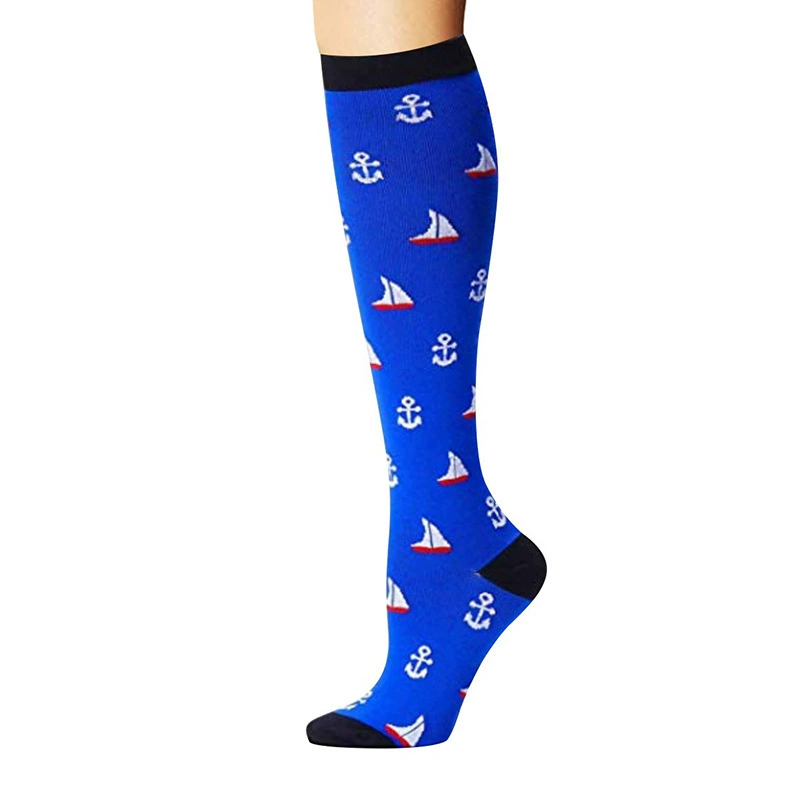 Compression Running Socks, Unisex Jacquard Knee-High Socks, Multiple Patterns, S/M & L/XL