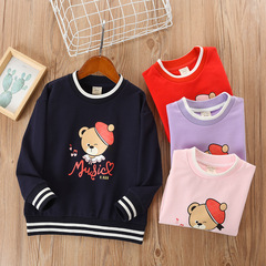 2024春季新款韓版童裝小熊印花女童衛衣兒童春裝套頭衫休閒衛衣潮