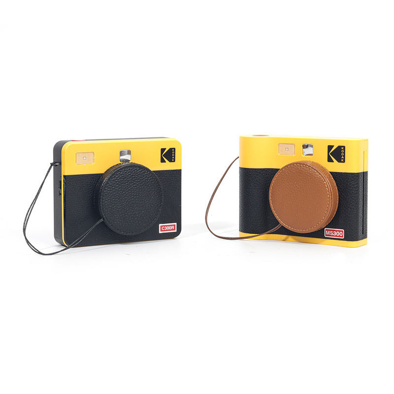 Suitable for Kodak Instant Camera Ms300/C300R, Genuine Leather Lens Cover to Protect Against Scratches, with a Strap to Prevent Loss