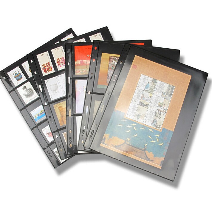10 sheets/pack PCCB nine-hole standard stamp collection book inner page collection loose-leaf collection page black bottom double-sided one to seven