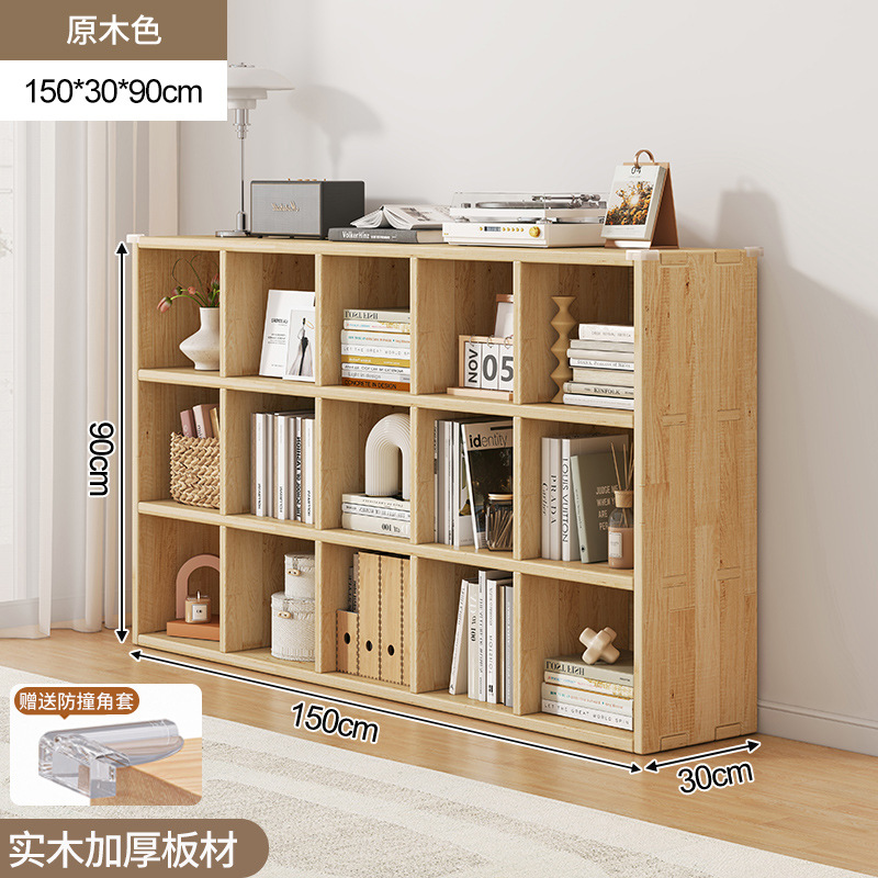 Estantería de madera maciza estante piso montado en la pared combinación celosía gabinete sala de estar de almacenamiento de pino estantería hogar corto